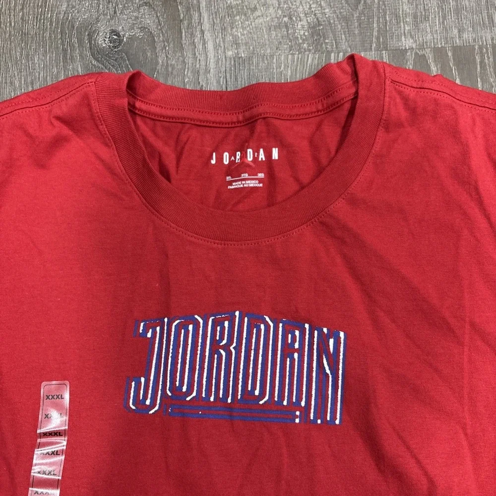 Air Jordan Nike T-Shirt Mens Size 3XL Red Crew Neck Jordan Spell Out Back